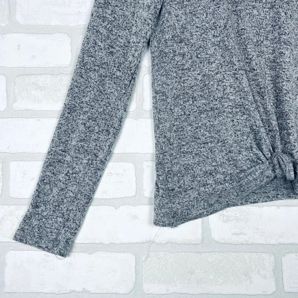 Abercrombie Kids Girls Gray Heathered Sequin Logo Tie Front Top Size 15/16